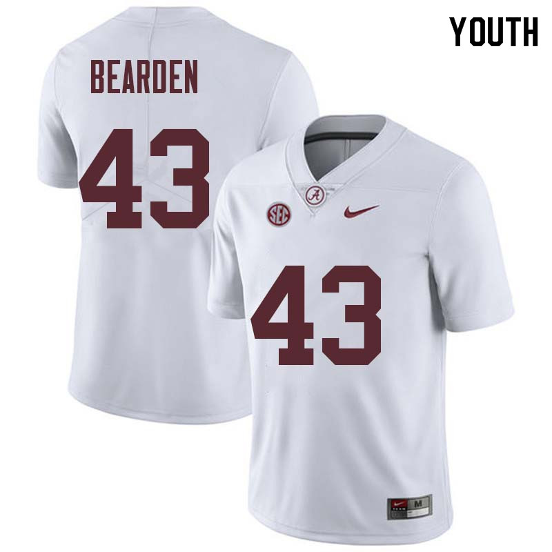 Youth #43 Parker Bearden Alabama Crimson Tide College Football Jerseys Sale-White